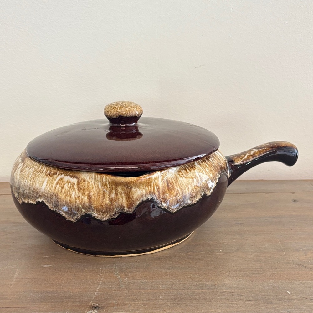Vintage Roseville Pottery Brown Drip Large Crock Bean Pot
